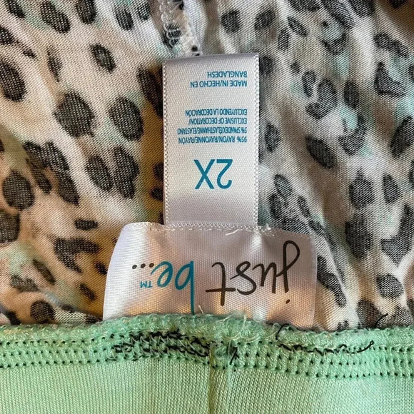 Just Be Leopard Print Soft Casual Pull On Pants Pj Pants Women Plus Size 2X - Picture 4 of 5